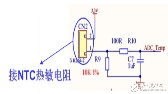 一种较为常规的使用NTC热敏电阻采集温度的方法