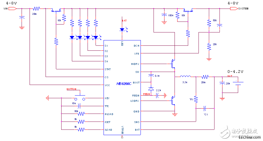 关于开关型单节锂电池充电和升压放电控制芯片HB6266C的简解