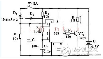 最简单电子门铃电路图大全（晶体管\时基电路\多谐振荡器\NS5603\KD2538）