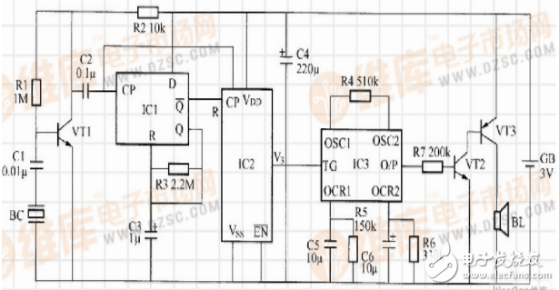 最简单电子门铃电路图大全（晶体管\时基电路\多谐振荡器\NS5603\KD2538）