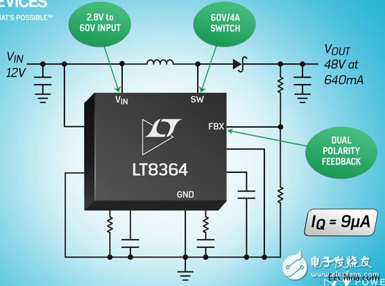 ADI 推出 Power by Linear 的 LT8364 该器件是一款电流模式、2MHz 升压型 DC/DC 转换器