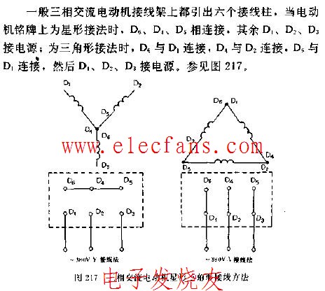 三相交流电动机星形三角形接线方法电路图
