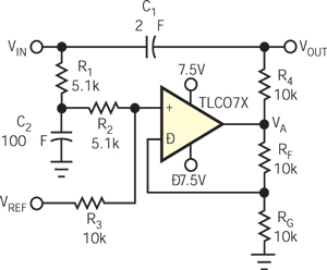电平移位电路(采用运算放大器TLC07X)