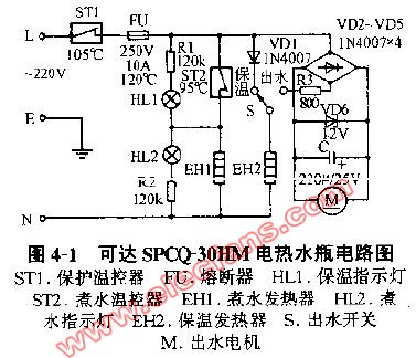 可达SPCQ-30HM<b>电热水瓶</b>电路图