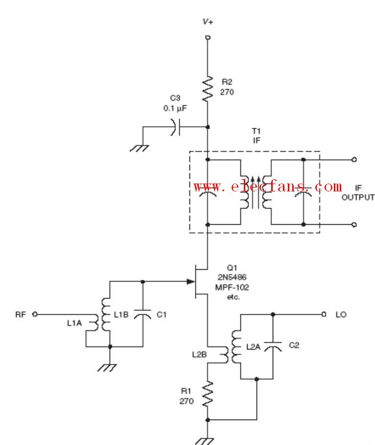 结型场效应管混频器射频电路(JFET mixer RF ci