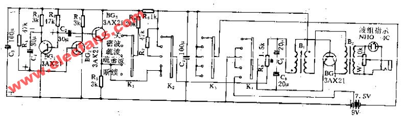 626-1型间动电流刺激器电路原理图
