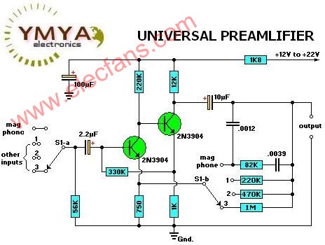 通用<b>前置放大器</b>电路--Universal Preamplif