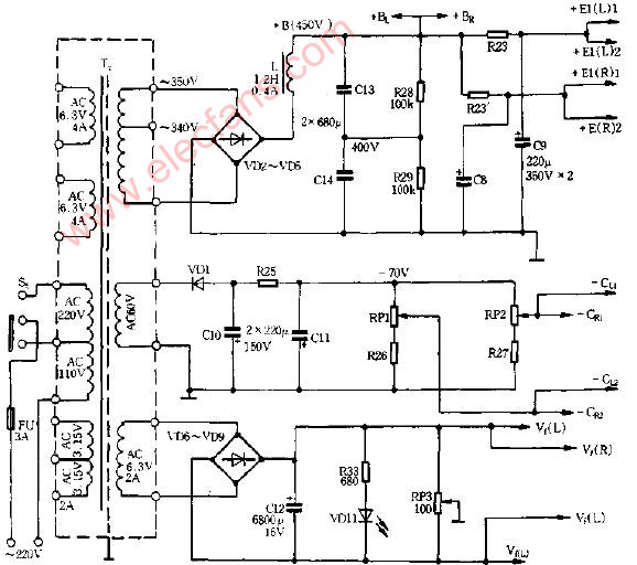 ST260<b>电子管</b><b>放大器</b>电源<b>电路图</b>