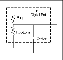 Figure 2. The digital Pot with R2 broken into R2top and R2bottom.