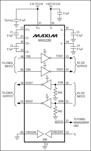 MAX3230E,MAX3231E:典型工作电路