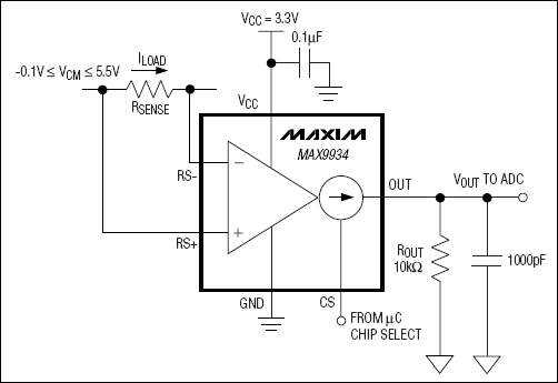 MAX9934：典型工作电路