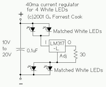 7个元件的LED灯控制电路