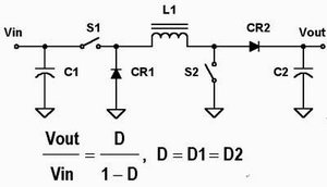 图1D：降压+升压转换器原理图。