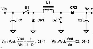 图1C：降压+升压转换器原理图。