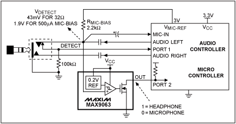 Figure 4. A comparator circuit used for headset detection.