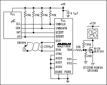 Figure 10. The MAX1669 configured for DC linear mode.