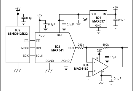 Figure 1. This compact circuit enables microcontroller IC2 to generate a variable negative voltage.