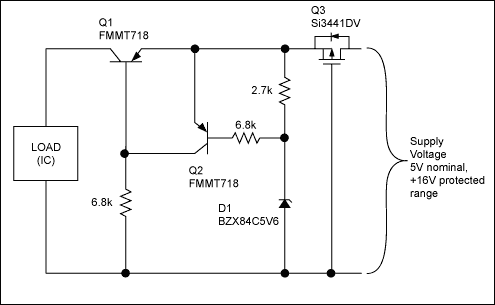 Figure 2. P-channel MOSFET as the reverse-voltage protection element