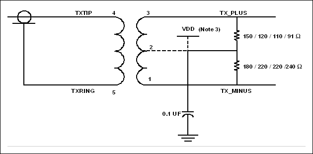 Figure 6. Original termination network with resistor divider.