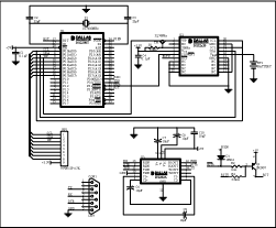 Figure 2. A schematic illustrating the connections for interfacing the DS32x35 with an 8051-type microcontroller.
