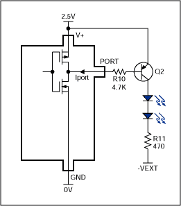 Figure 7. Driving LEDs with higher current and a negative voltage.