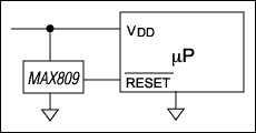 Figure 3. A three-terminal supervisory IC combines voltage monitoring (startup and brownout) with reset-delay capability.