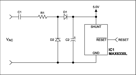 Figure 1. This SOT23 IC with low-cost external components provides a low-cost combination of power-on reset and efficient logic display.