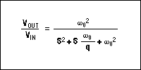 Figure 3. Transfer function of a 2nd-order filter with lowpass response.