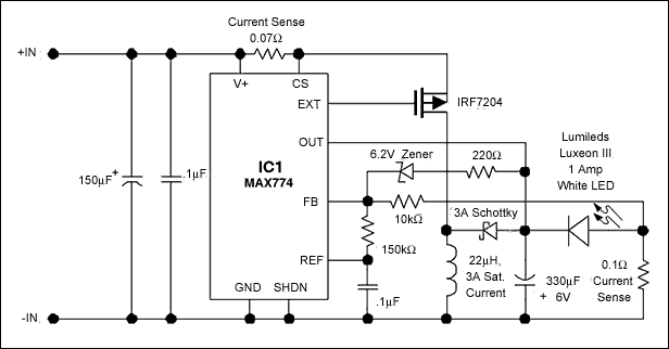 Figure 1. Wide input-voltage range, high-power LED driver.