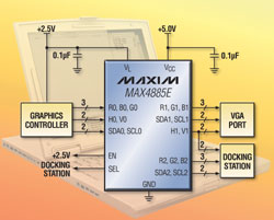 超低功耗VGA开关缩短了设计时间，节省了电路板空间和系统成本
