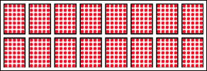 Figure 1. Example of an 8 character by 2 lines matrix display panel using 5x7 matrix characters.