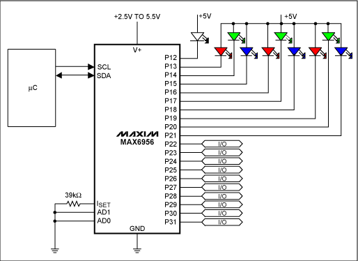 图1. MAX6956应用电路