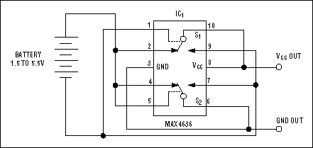 Figure 1. This circuit senses battery polarity and then quickly connects the load or swaps the battery leads.