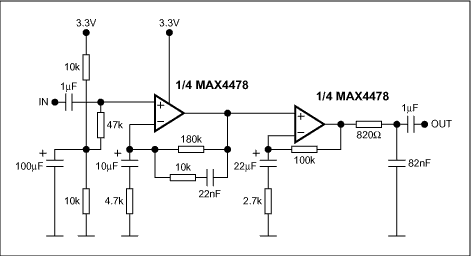 Figure 2. One channel phono preamplifier with RIAA equalization (courtesy of Rod Elliott.
