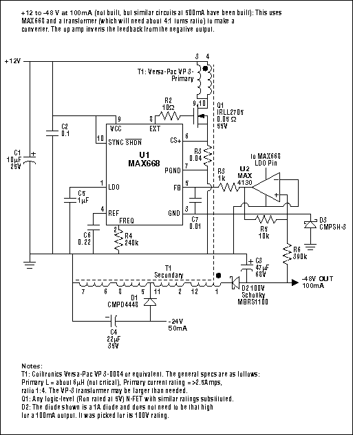 Figure 3. The transformer flyback topology can be optimized for power transfer by choosing the transformer-turns ratio such that the switching regulator operates at a 50% duty cycle.