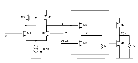 图3. 采用无缓冲放大器的电流传输器(CCII+)