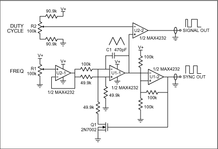Figure 1. This simple and versatile pulse generator includes only 15 components.