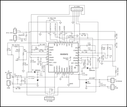 图9. xDSL电源管理方案。输入： 9V至12V。输出: VOUT1 = 5V/550mA (最大1A), VOUT2> = 1.2V/550mA (最大1A)。输出1为输出2变换器提供电源。每个变换器的开关频率为2.2MHz。