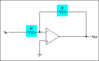 Figure 1. Fixed-gain inverting amplifier.