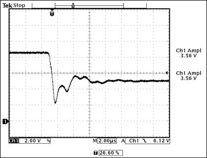 图6. 晶体管导通时，Q1的集电极波形(VIN = 12.5V)