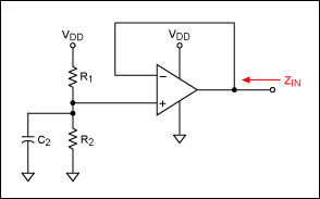 图9. 运算放大器缓冲偏置电压分压器