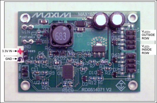 Figure 1. The driver board features the MAX16809.