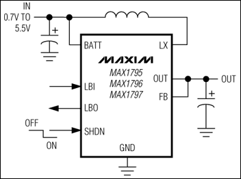 MAX1795、MAX1796、MAX1797：典型工作电路