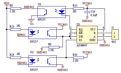 图1  ADM487E典型应用电路