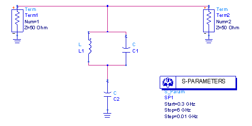 图4  DCS频段输入滤波网络仿真原理图。