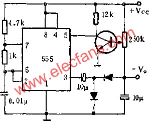 时基集成电路组成无变压器负DC-DC变换电路图  www.elecfans.com