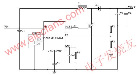 Boost PWM Controller + MOSFET 车载适配器 www.elecfans.com