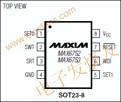 MAX6752微处理器(µP)监控电路引脚图 www.elecfans.com