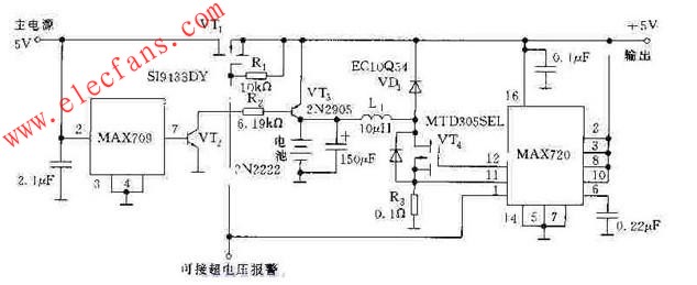 5V/1A的不间断直流稳压电源电路原理图