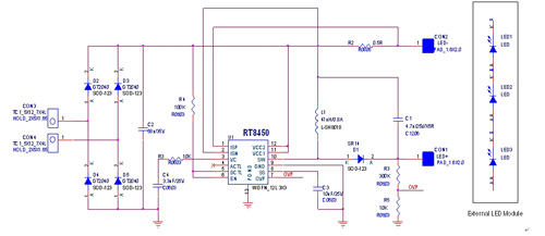 采用RT8450升降压架构实现LED-MR16灯的驱动电路
